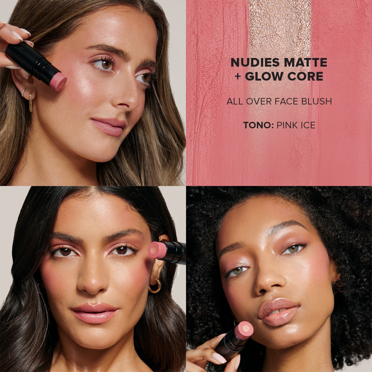 NUDIES MATTE + GLOW CORE ALL OVER FACE BLUSH COLOR (RUBOR MULTIUSOS EN CREMA)